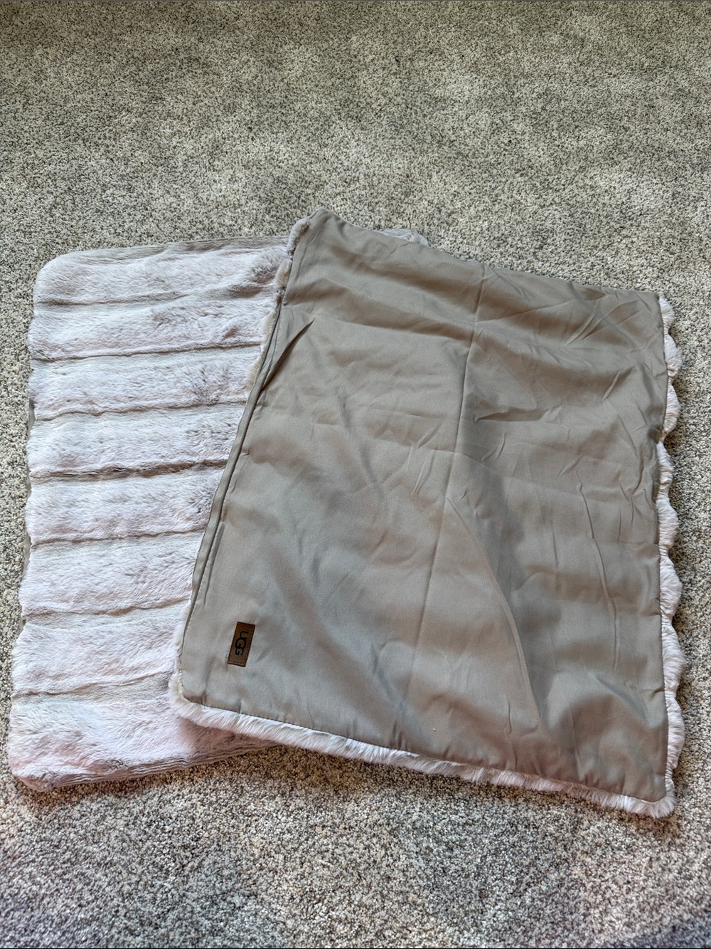 UGG Gray Faux Fur Pillow Shams